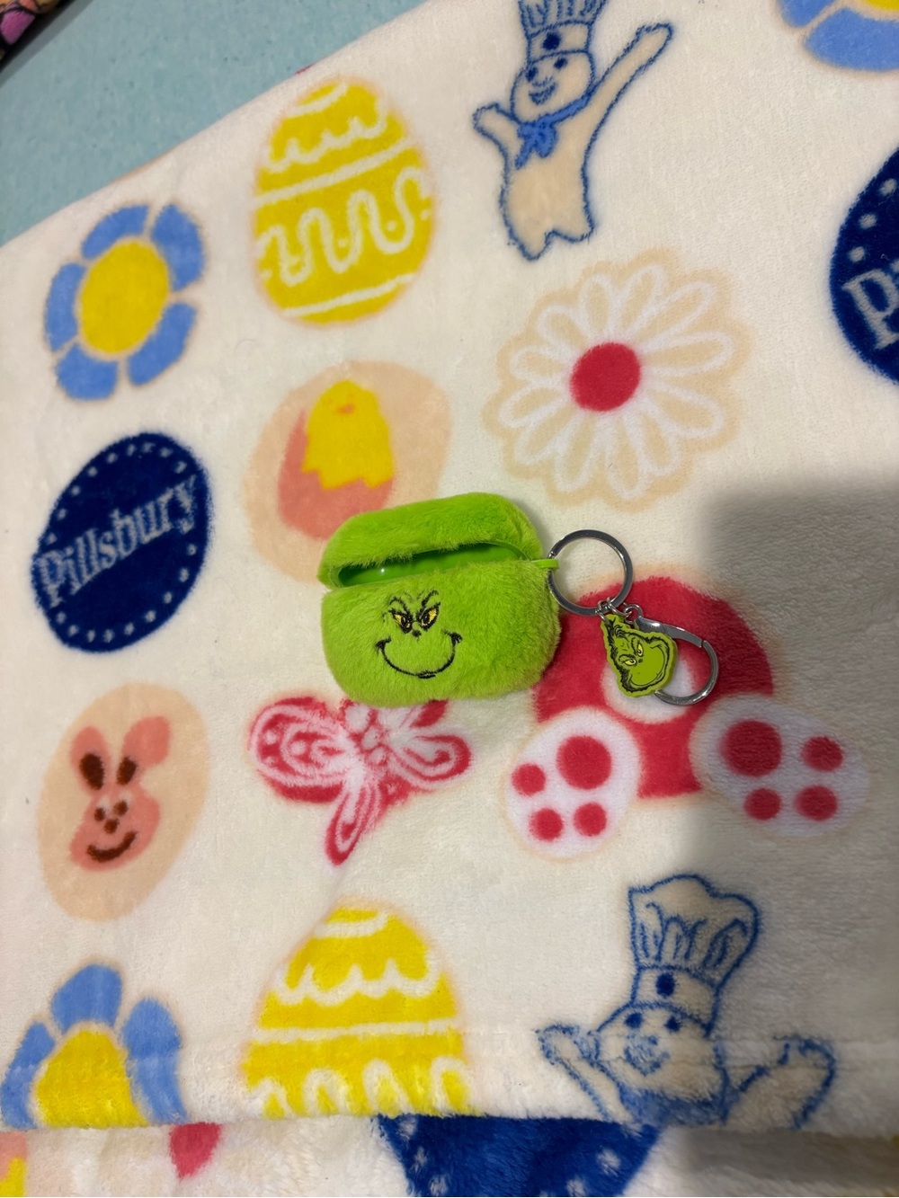 Grinch Green Plush Keychain Earbud Case